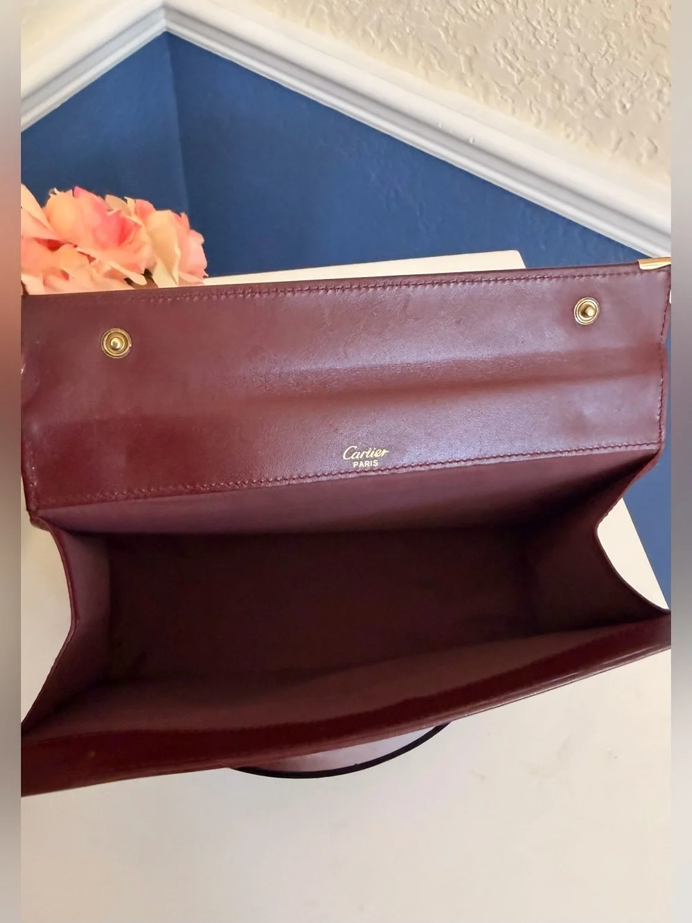 CARTIER Le Must de Cartier Clutch & Chain Shoulder Bag Double Snap Closure